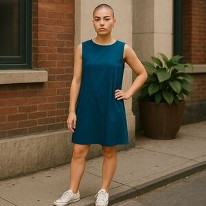 Susana Monaco Asymmetrical Dress With Inverted Pleat in Teal.  Size Sm